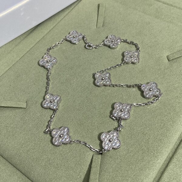 Vintage Alhambra 10-flower Diamond Beaded Necklace