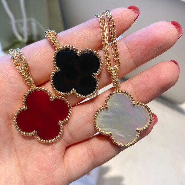 Alhambra Four-Leaf Clover Red Jadeite Large Necklace