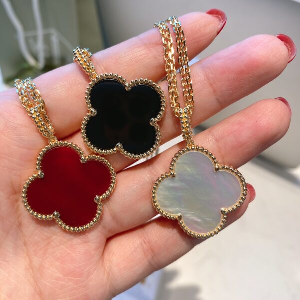 Alhambra Four-Leaf Clover White Larchid Gem Large Necklace