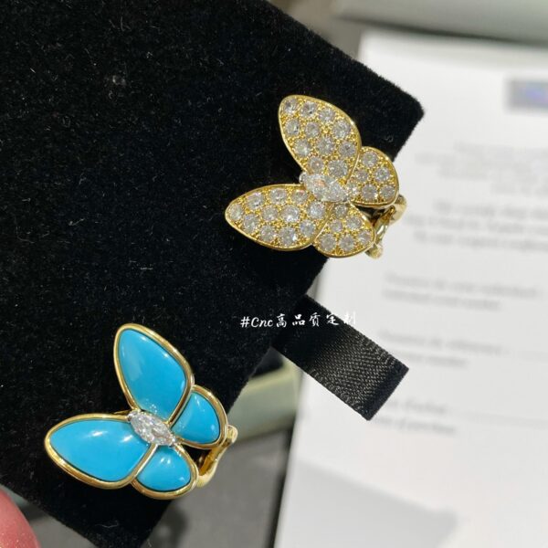 Double Butterfly Green Turquoise Beaded Earrings