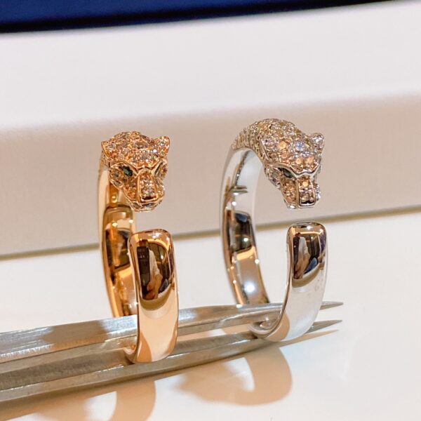 Leopard diamond-studded narrow ring