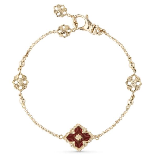 Opera series golden single flower red enamel bracelet