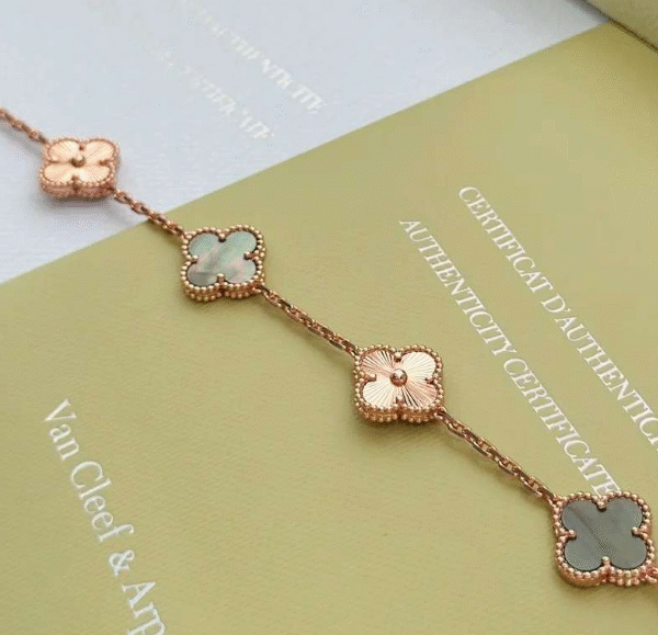 Engraved rose gold mother-of-pearl bracelet