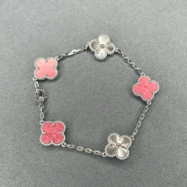 Carved white-golden rose stone bracelet