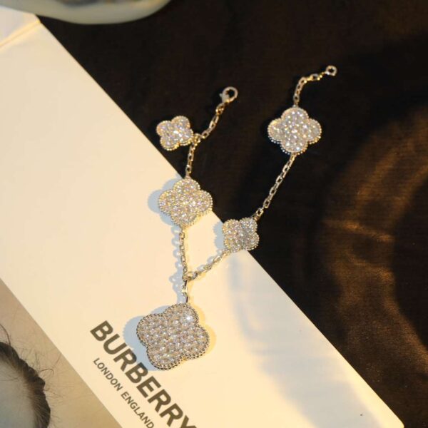 Irregular shape, full diamond, white-gold bracelet