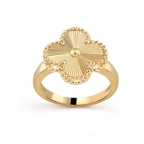 Engraved Four-Leaf Clover Ring