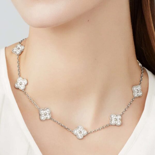 Vintage Alhambra 10-flower Diamond Beaded Necklace