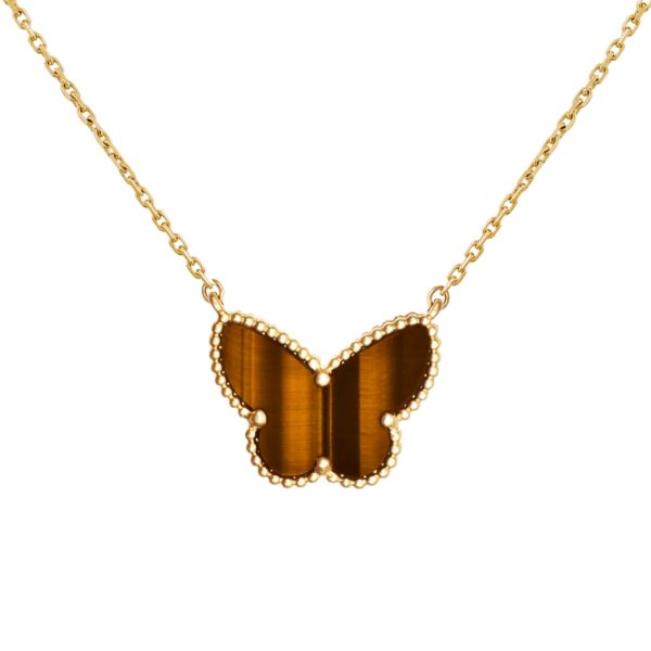 Lucky Butterfly Pendant with Golden Tiger Eye Stone Necklace