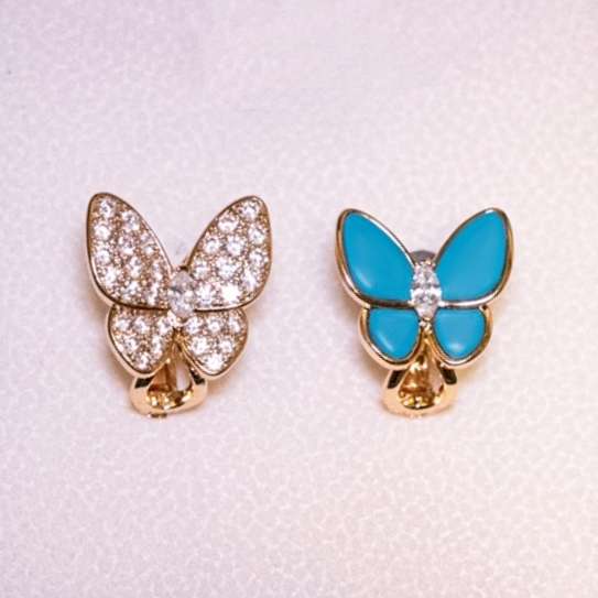 Double Butterfly Green Turquoise Beaded Earrings
