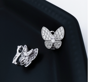 Two butterfly earrings (white gold color)