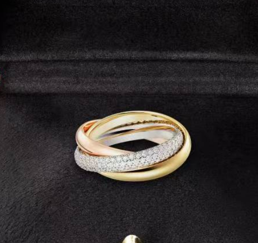 Tinity Classic 3-color Ring with Single Circle Set of Diamonds