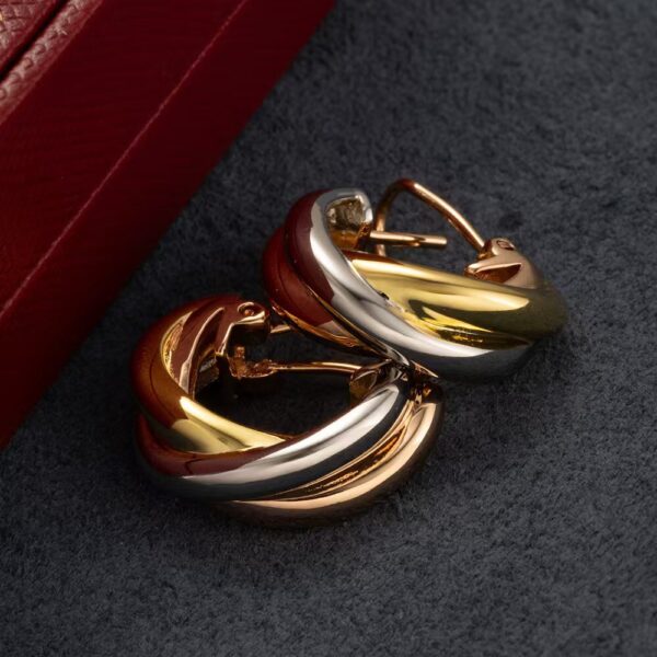 Trinity Three-Color Ring Earrings  (Large Size)