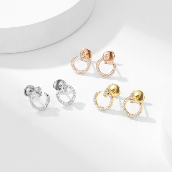 Nail series stud earrings with full diamonds – mini version