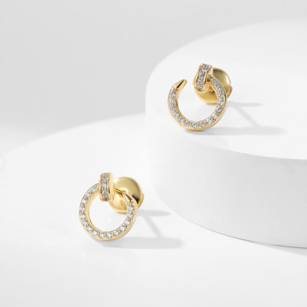 Nail series stud earrings with full diamonds – mini version