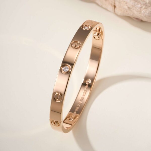 Classic LOVE Series Wide Band Four-Diamond Bracelet