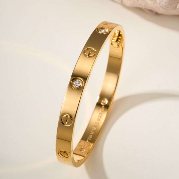 Classic LOVE Series Wide Band Four-Diamond Bracelet