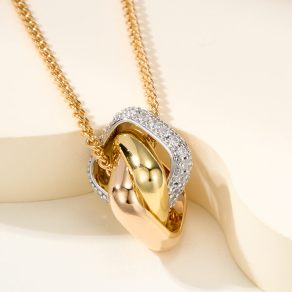 Trinity 3-color ring set with diamonds necklace