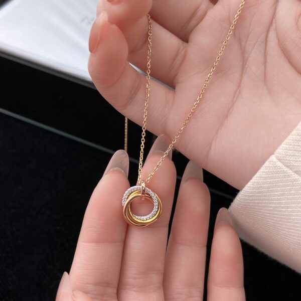 Trinity single-ring diamond ring necklace (large size)