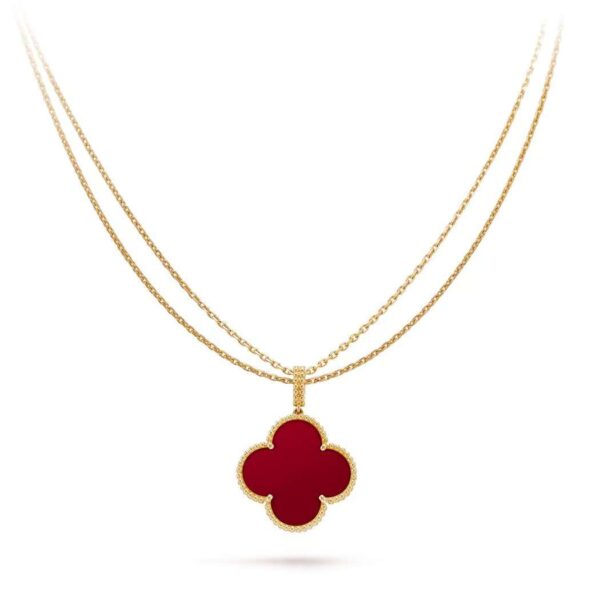 Alhambra Four-Leaf Clover Red Jadeite Large Necklace