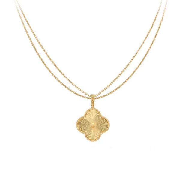 Alhambra four-leaf clover engraved large necklace