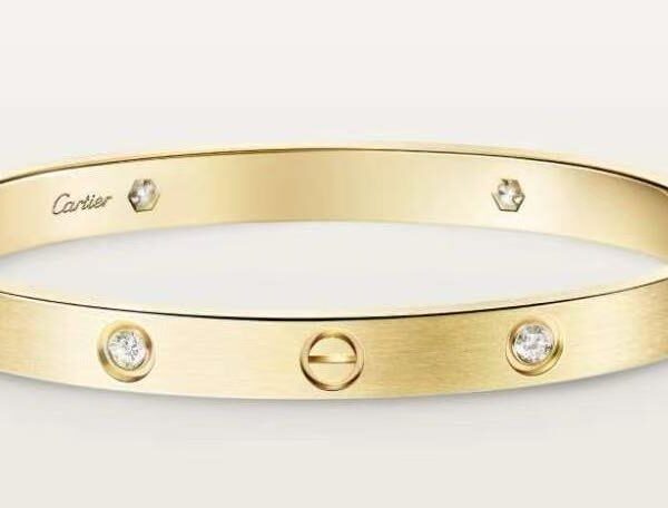 Love wide-style classic brushed surface 4-diamond bracelet