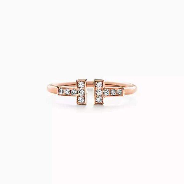 Double T full diamond ring