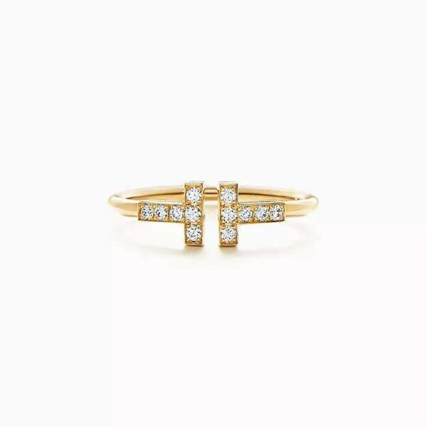 Double T full diamond ring