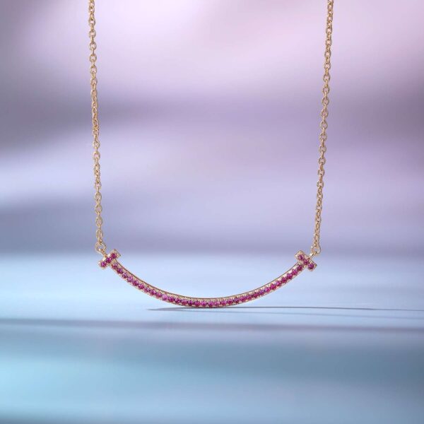 Pink diamond smiling necklace