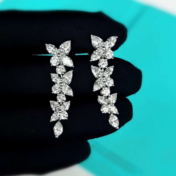 Victoria “Series Flower Cluster Round Eye Diamond Earrings”