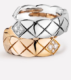 Rose + White Wide-Width Double Row Coco Ring