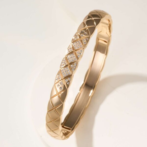 Coco diamond pattern CNC hand-set diamond bracelet, size 17