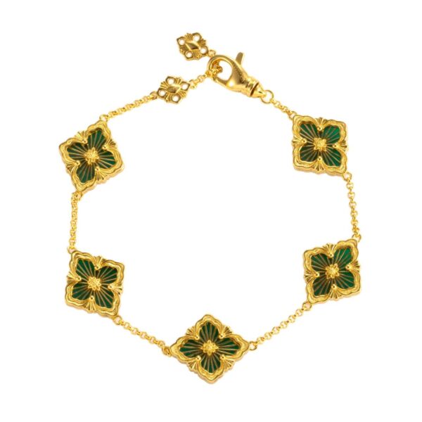 Opera series five-color diamond bracelet large size Green enamel
