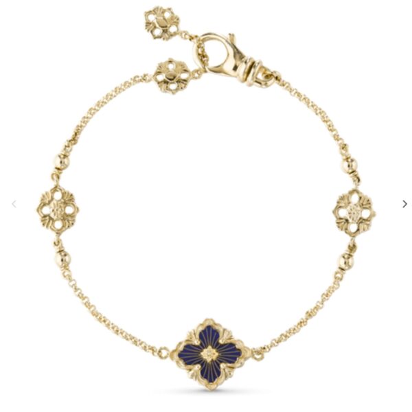 Opera Series Golden 3 Pattern Bracelet (Small Size) Blue enamel