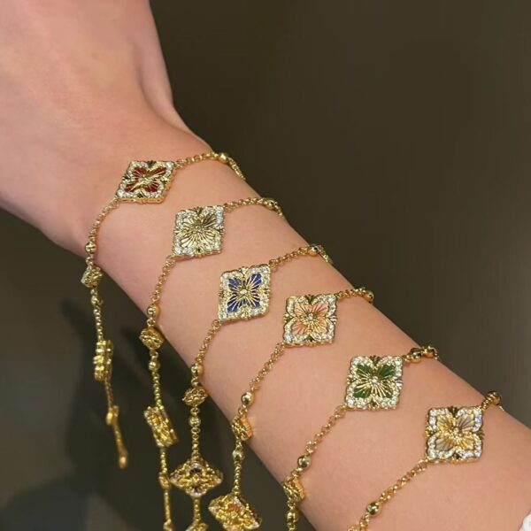 Opera Series Golden 3 Pattern Bracelet (Small Size) Blue enamel