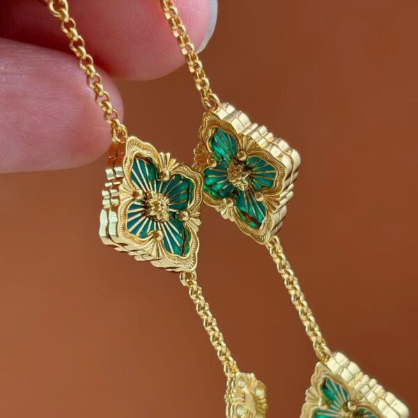 Opera series five-color diamond bracelet large size Green enamel