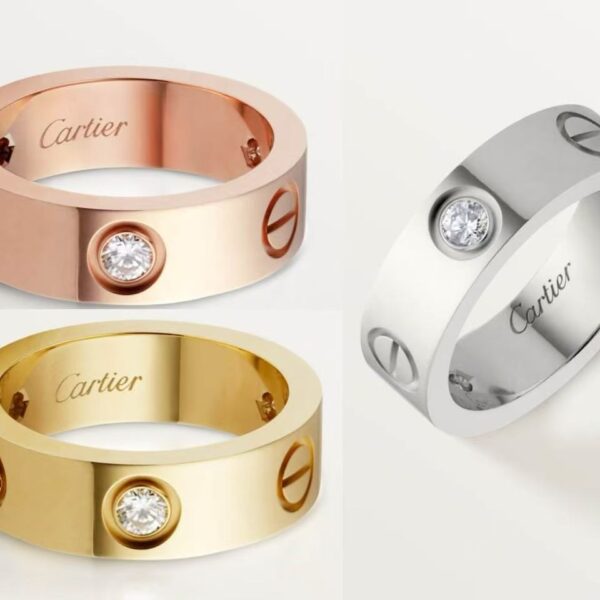 Classic love wide three-diamond ring (approx. 5.5mm)