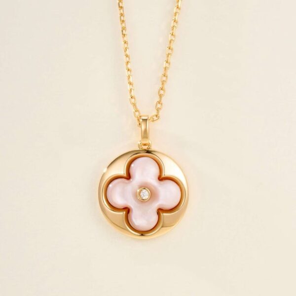 Color Blossom round petals large long necklace