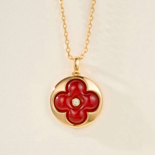 Color Blossom round petals large long necklace