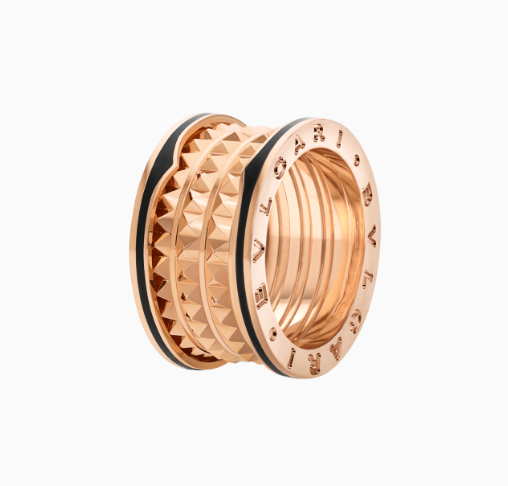 Wide version black lacquered ROCK ring