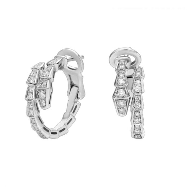 SERPENTI VIPER series snake bone full-diamond earrings