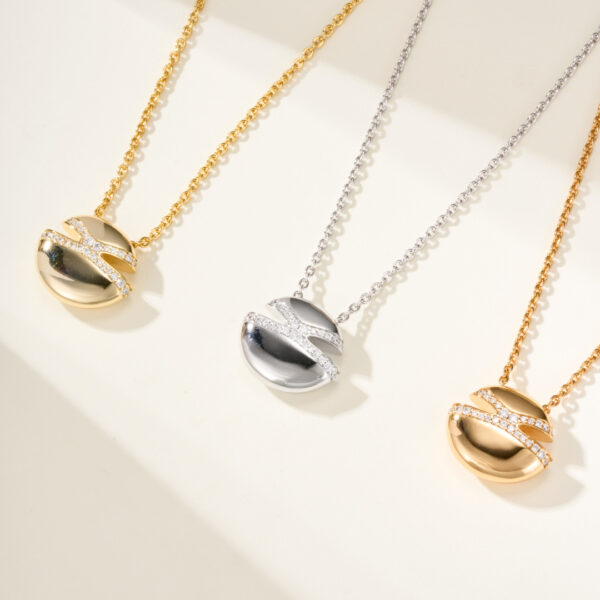 CABOCHON series diamond-studded necklace