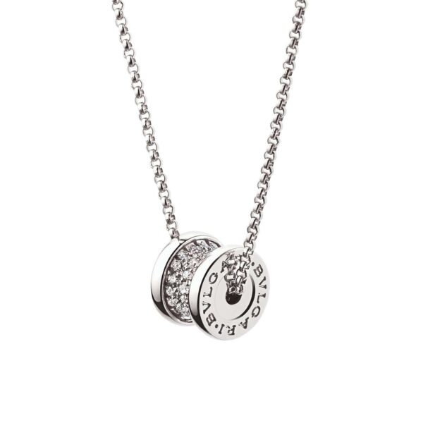 Small-sized necklace with a slender waist and diamond accents (925 sterling silver chain)