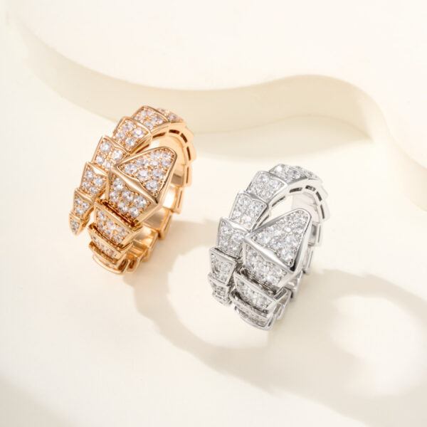 Serpenti Full-Diamond Wide Snake Ring
