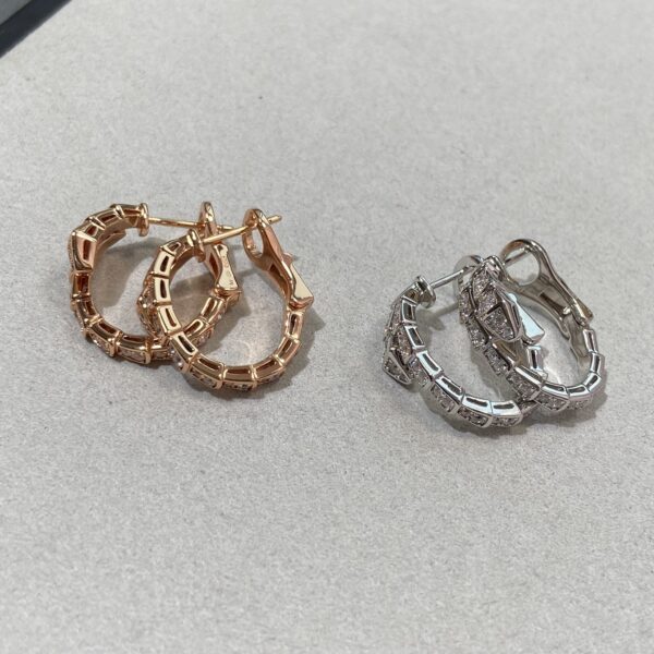 SERPENTI VIPER series snake bone full-diamond earrings