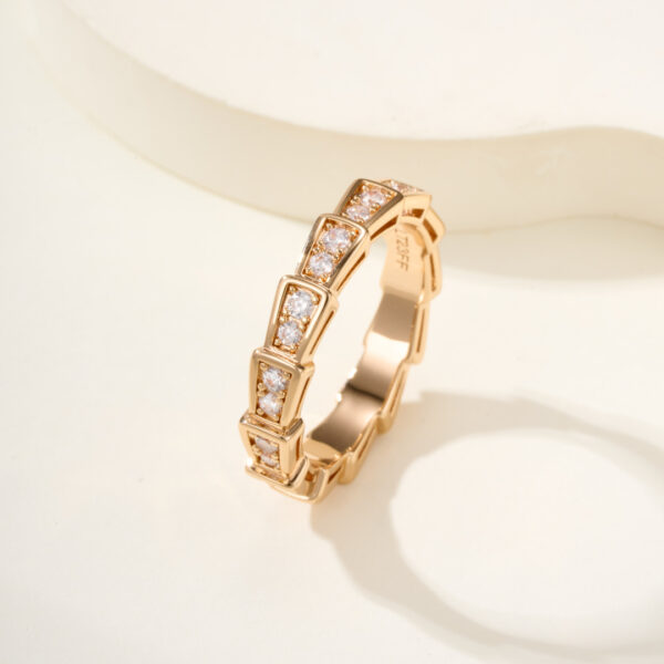Narrow band full diamond snake ring