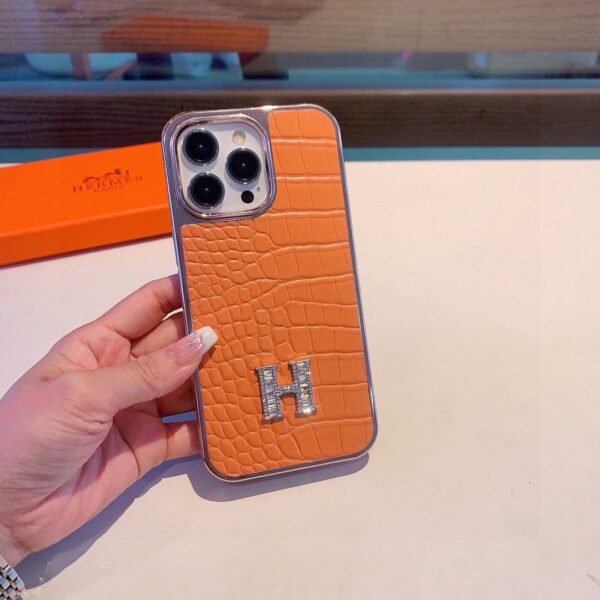 HERMES Classic Monogram iPhone Case • Original Leather & Authentic Pattern