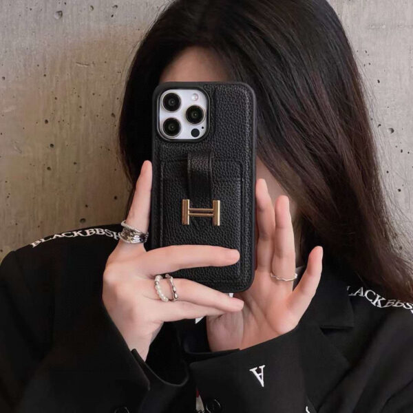 HERMES Classic Monogram iPhone Case • Original Leather & Authentic Pattern